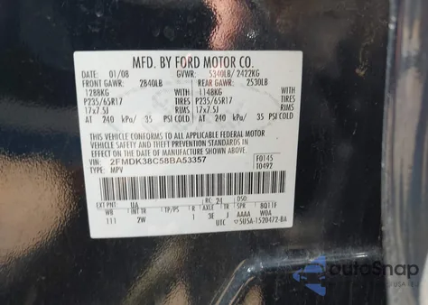 2008 Ford Edge Sel z USA, uszkodzony, nr VIN 2FMDK38C58BA53357